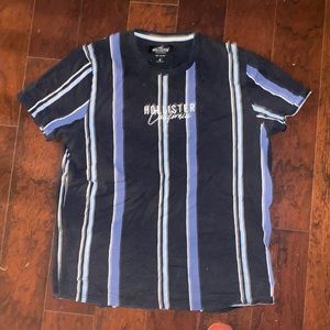 Hollister Blue/White Vertical Striped Tee XL